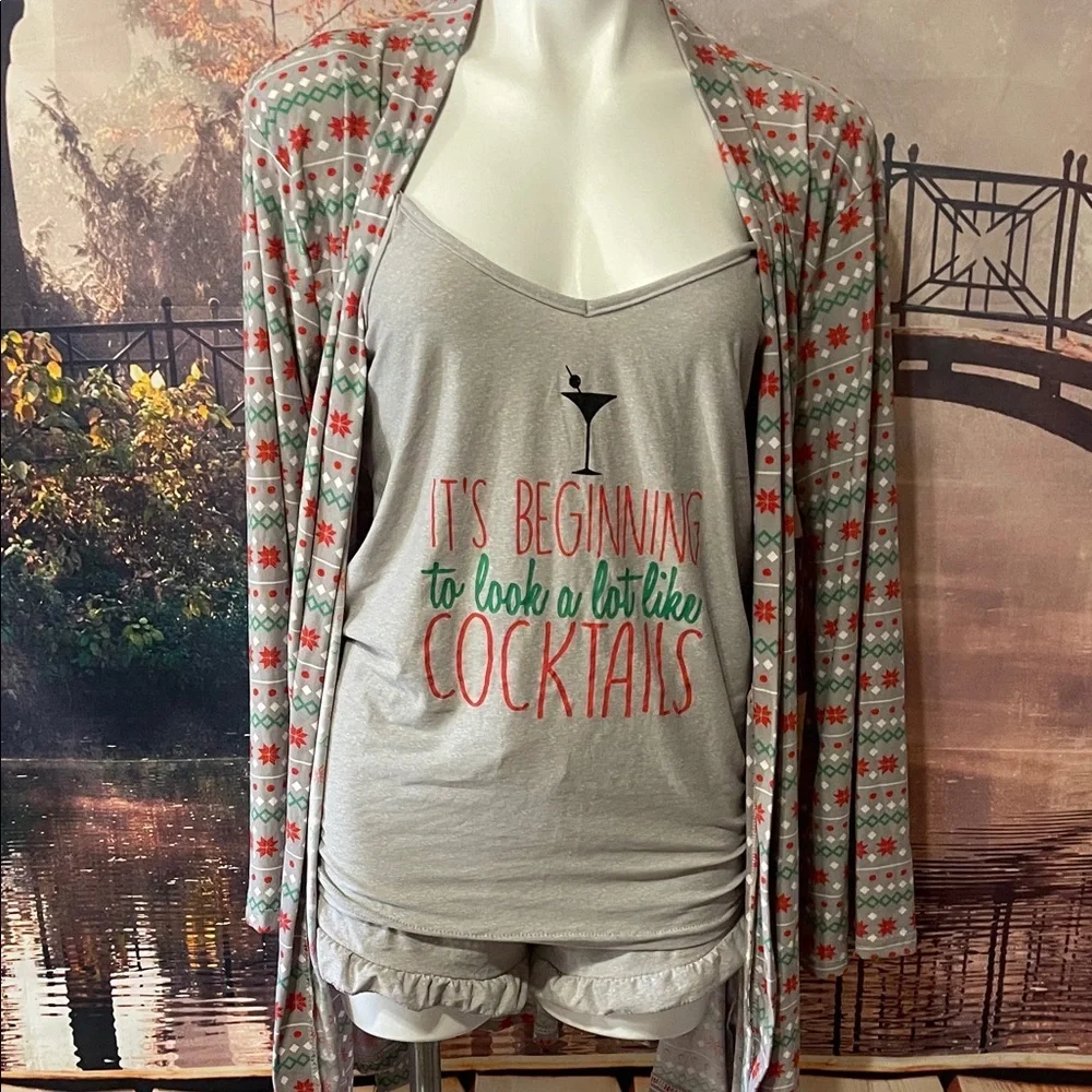 Cozy Gray and Red Women's Pajama Set - Picture 5 of 13